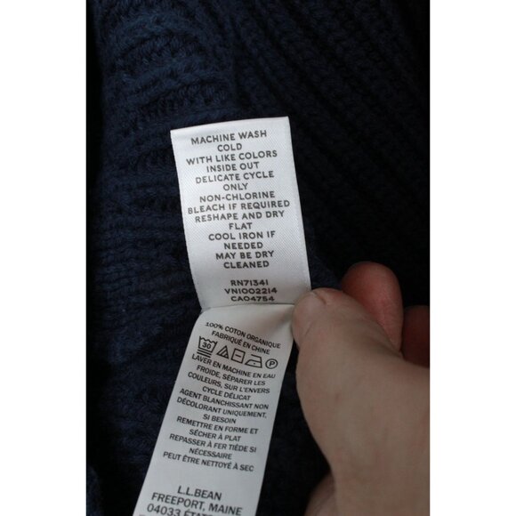 LL Bean Signature Original Cotton Ribbed Sweater Mockneck Navy Medium - Picture 9 of 9